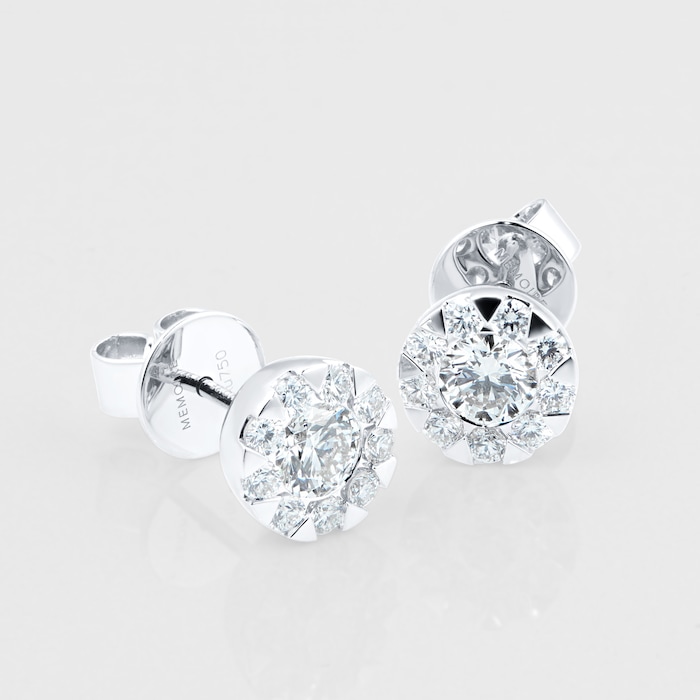 MAYORS 18k White Gold 0.96cttw Round Multistone Diamond Earrings