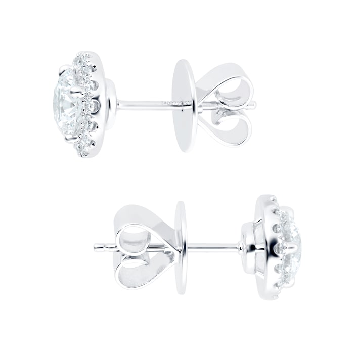 Mayors 18k White Gold 1.94ct Single Halo Stud Earrings