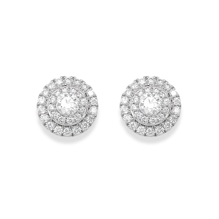 Mayors 18k White Gold 1.95ct Double Halo Stud Earrings