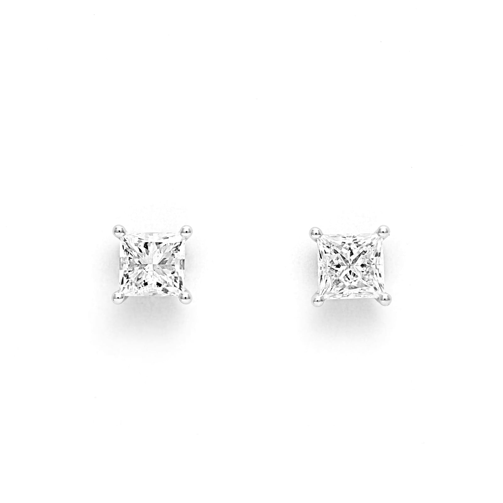 Mayors 18ct White Gold 1.50ct Princess Cut Classic Earrings