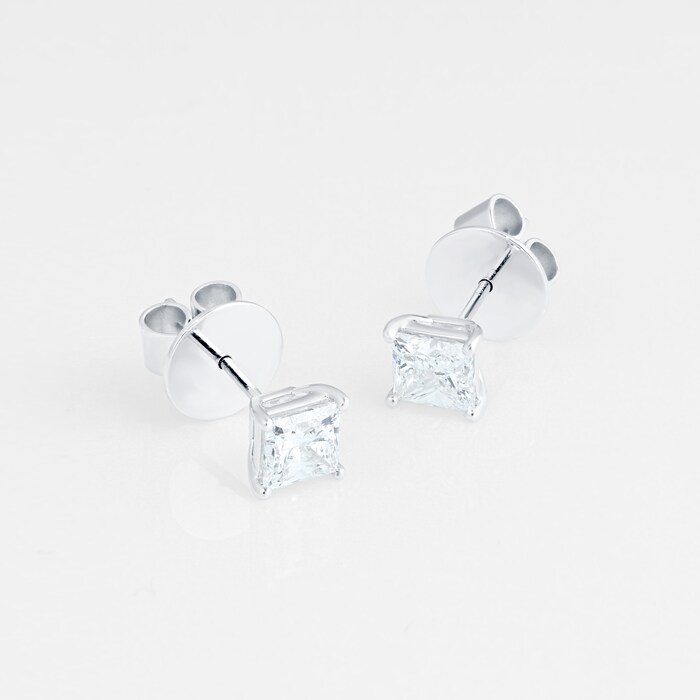 Mayors 18k White Gold 1.54ct Princess Cut Classic Earrings