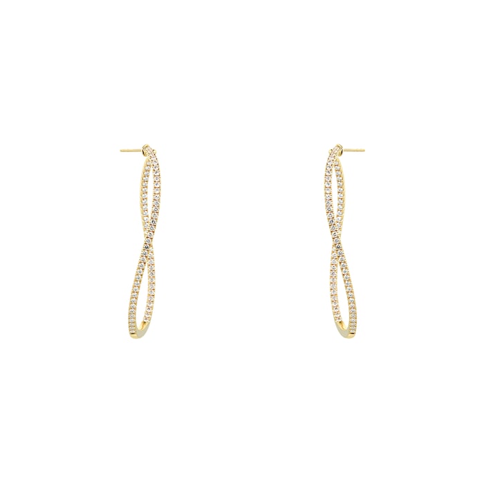 MAYORS 18k Yellow Gold 1.92ct Twist Hoop Diamond Earrings