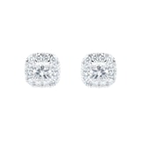 Mayors 18k White Gold 1.48cttw Cushion Cut single Halo Diamond Earrings