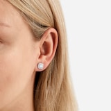 Mayors 18k White Gold 1.48cttw Cushion Cut single Halo Diamond Earrings