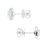 Mayors 18k White Gold 1.48cttw Cushion Cut single Halo Diamond Earrings