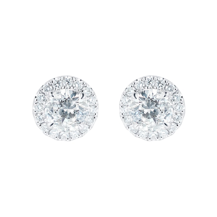MAYORS 18k White Gold 1.94cttw Round Single Halo Diamond Stud Earrings