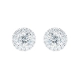 MAYORS 18k White Gold 1.94cttw Round Single Halo Diamond Stud Earrings