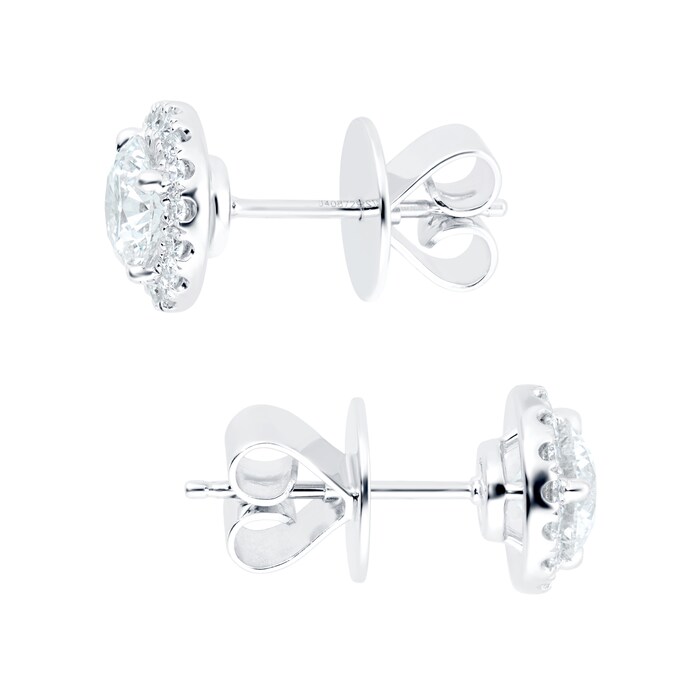 MAYORS 18k White Gold 1.94cttw Round Single Halo Diamond Stud Earrings