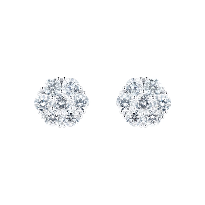 Mayors 18k White Gold 0.90cttw Diamond Cluster Earrings