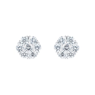 Mayors 18k White Gold 0.90cttw Diamond Cluster Earrings