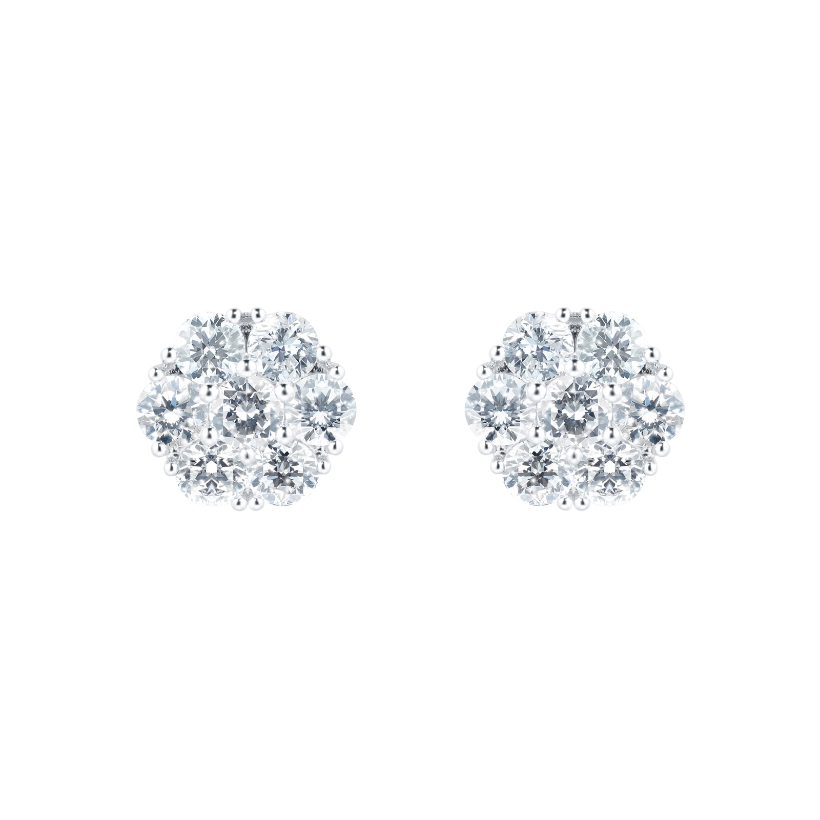 Mayors 18k White Gold 0.90cttw Diamond Cluster Earrings