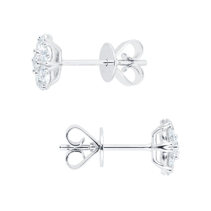 Mayors 18k White Gold 0.90cttw Diamond Cluster Earrings