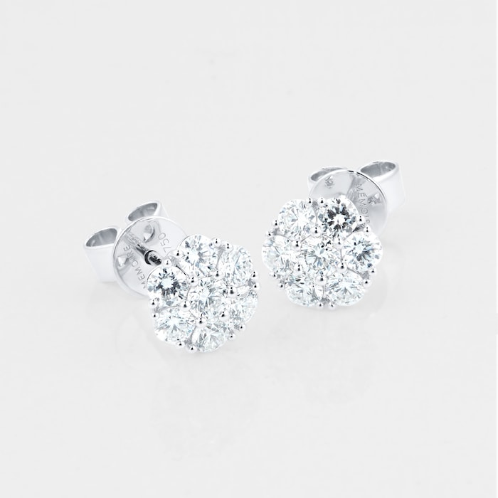 Mayors 18k White Gold 0.90cttw Diamond Cluster Earrings