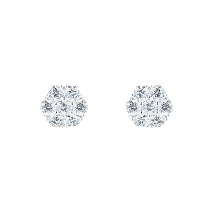 Mayors 18k White Gold 1.43cttw Diamond Cluster Earrings