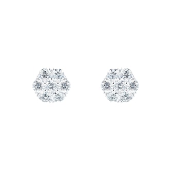 Mayors 18k White Gold 1.43cttw Diamond Cluster Earrings