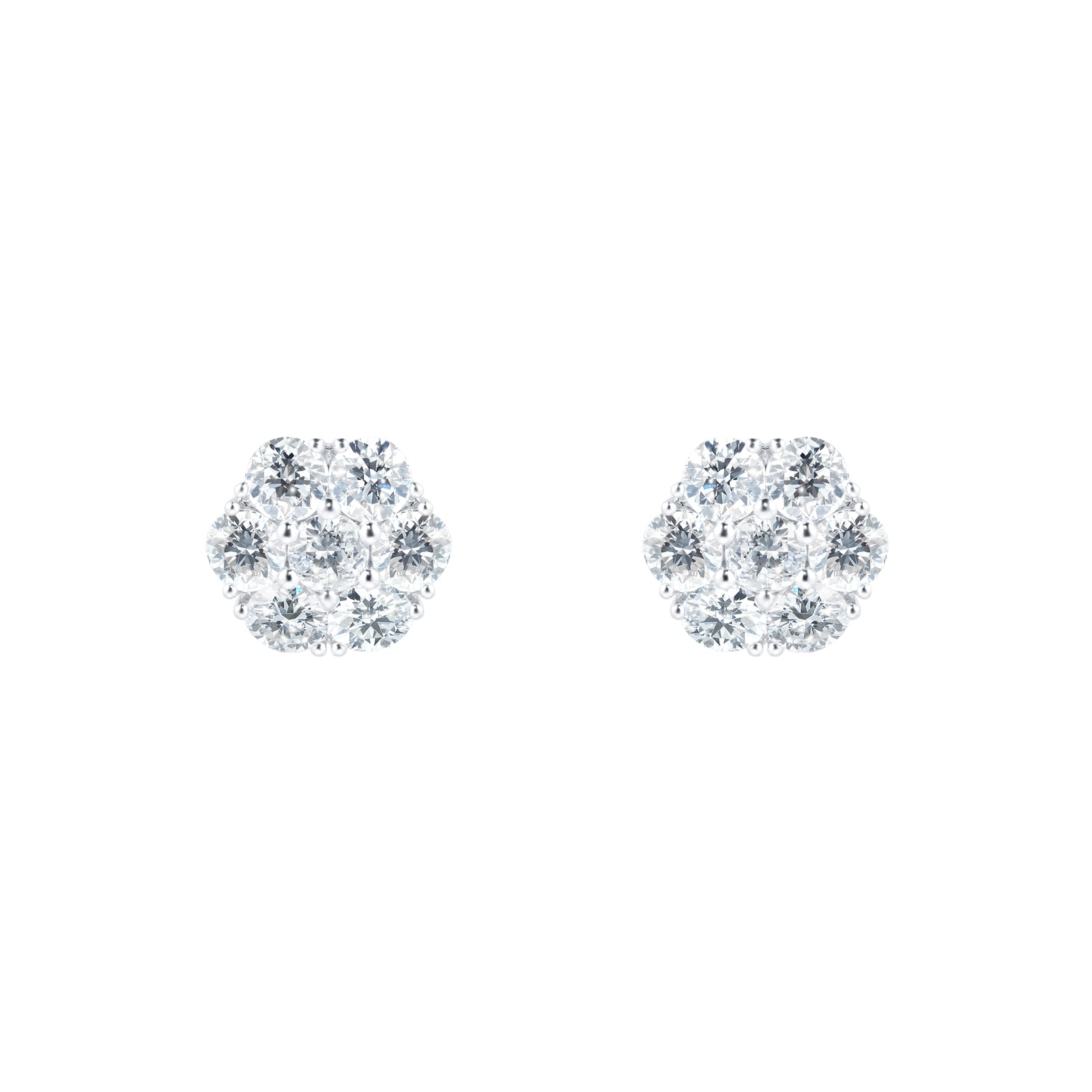 Mayors 18k White Gold 1.43cttw Diamond Cluster Earrings