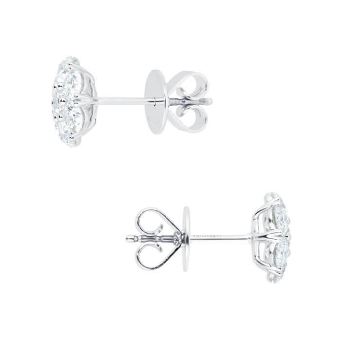 Mayors 18k White Gold 1.43cttw Diamond Cluster Earrings