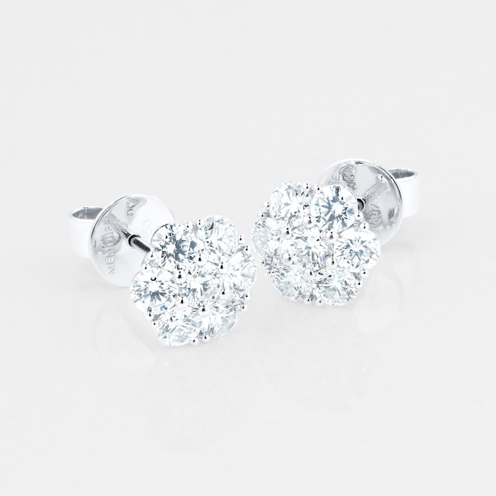 Mayors 18k White Gold 1.43cttw Diamond Cluster Earrings