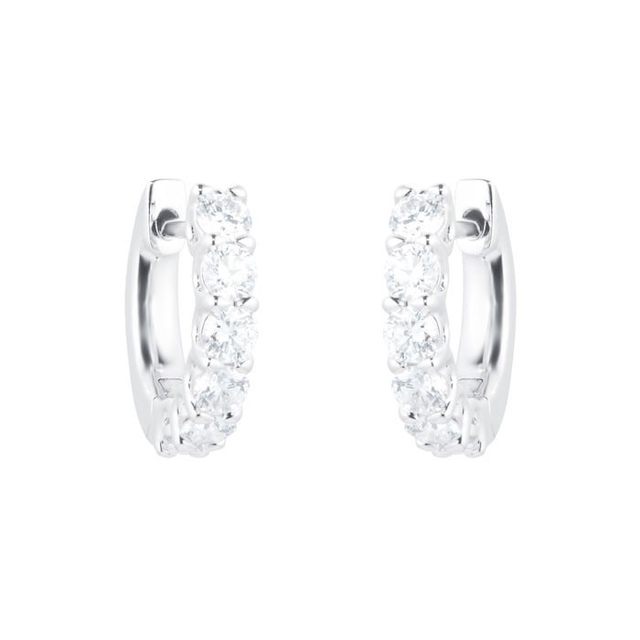 Mayors 18k White Gold 0.48cttw Diamond Round Hoop Earrings