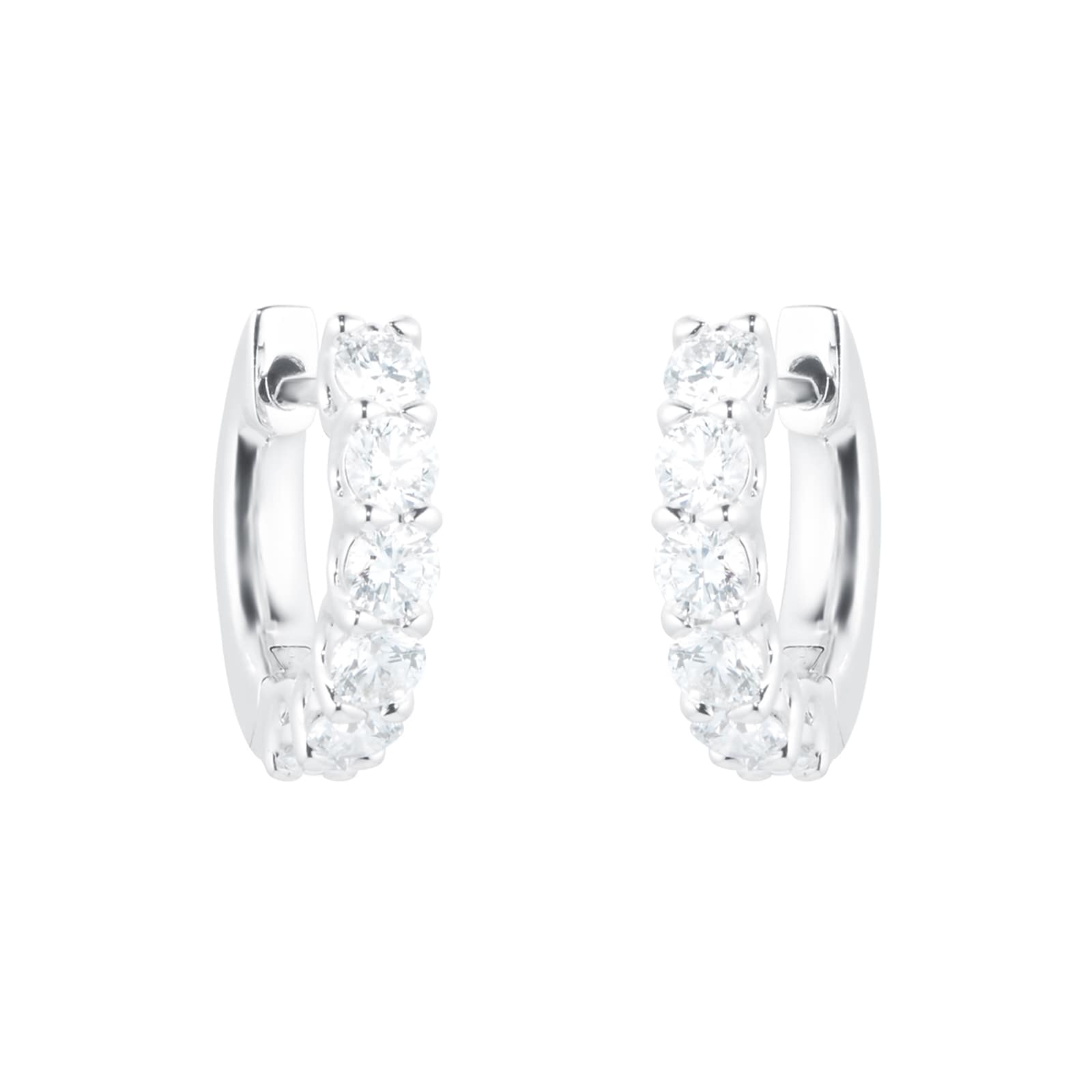 Mayors 18k White Gold 0.48cttw Diamond Round Hoop Earrings
