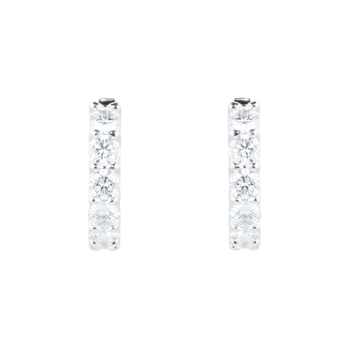 Mayors 18k White Gold 0.48cttw Diamond Round Hoop Earrings