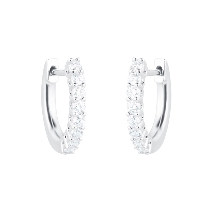 Mayors 18k White Gold 0.24cttw Diamond Round Hoop Earrings