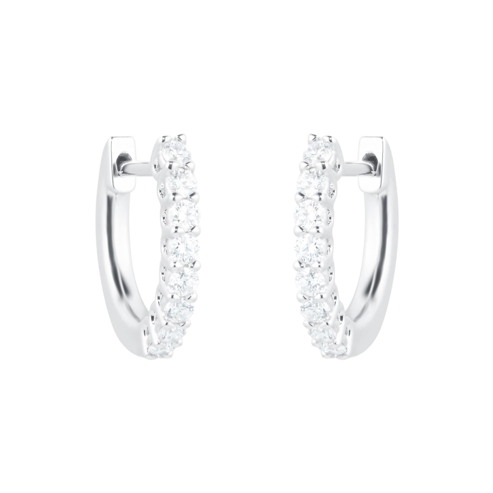 Mayors 18k White Gold 0.24cttw Diamond Round Hoop Earrings