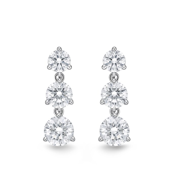 Mayors 18k White Gold 1.50cttw Diamond Line Multi-Stone Earrings