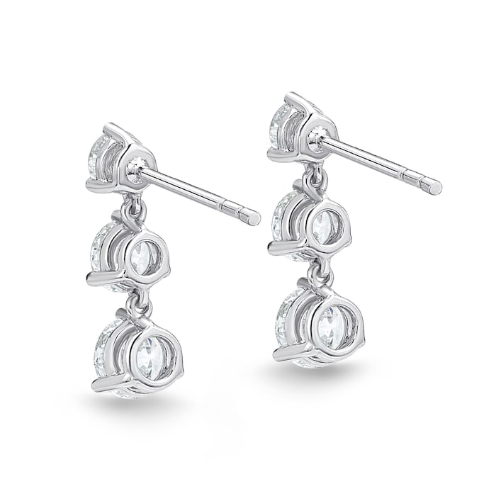 Mayors 18k White Gold 1.50cttw Diamond Line Multi-Stone Earrings