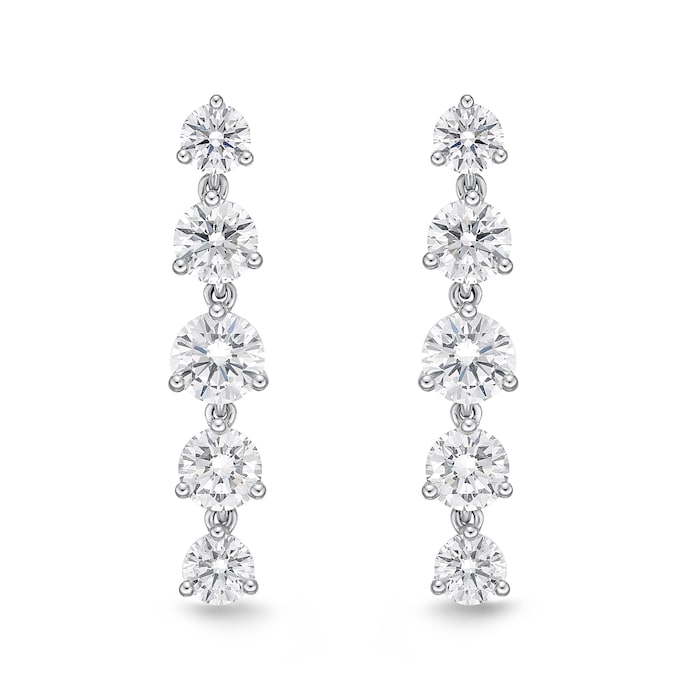 Mayors 18k White Gold 2.32cttw Diamond Line Multi-Stone Earrings