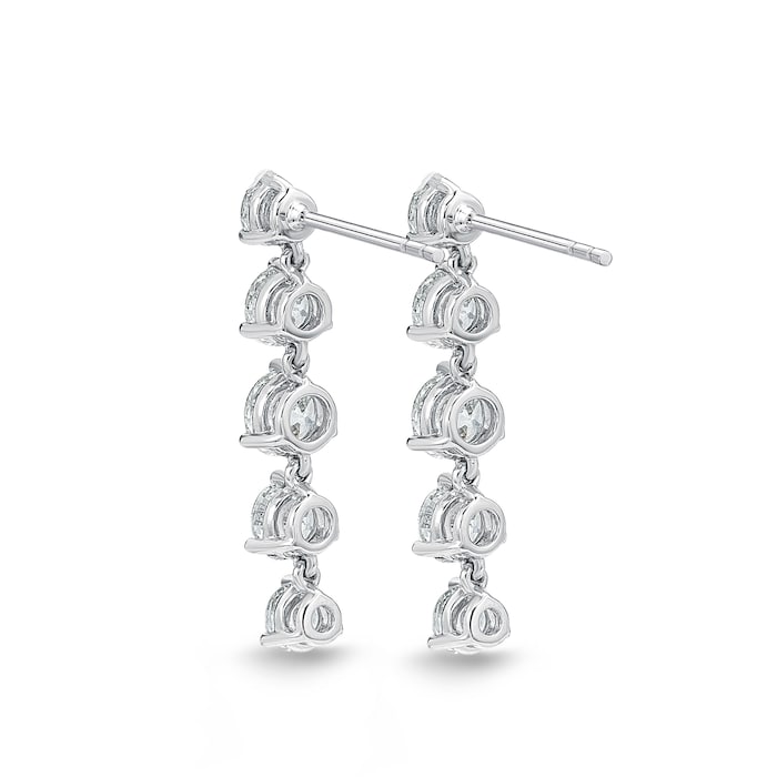 Mayors 18k White Gold 2.32cttw Diamond Line Multi-Stone Earrings