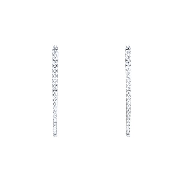 Mayors 18k White Gold 1.59cttw Diamond Imperial Hoop Earrings