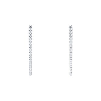 Mayors 18k White Gold 1.59cttw Diamond Imperial Hoop Earrings