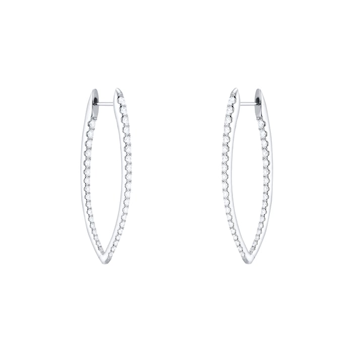 Mayors 18k White Gold 1.59cttw Diamond Imperial Hoop Earrings