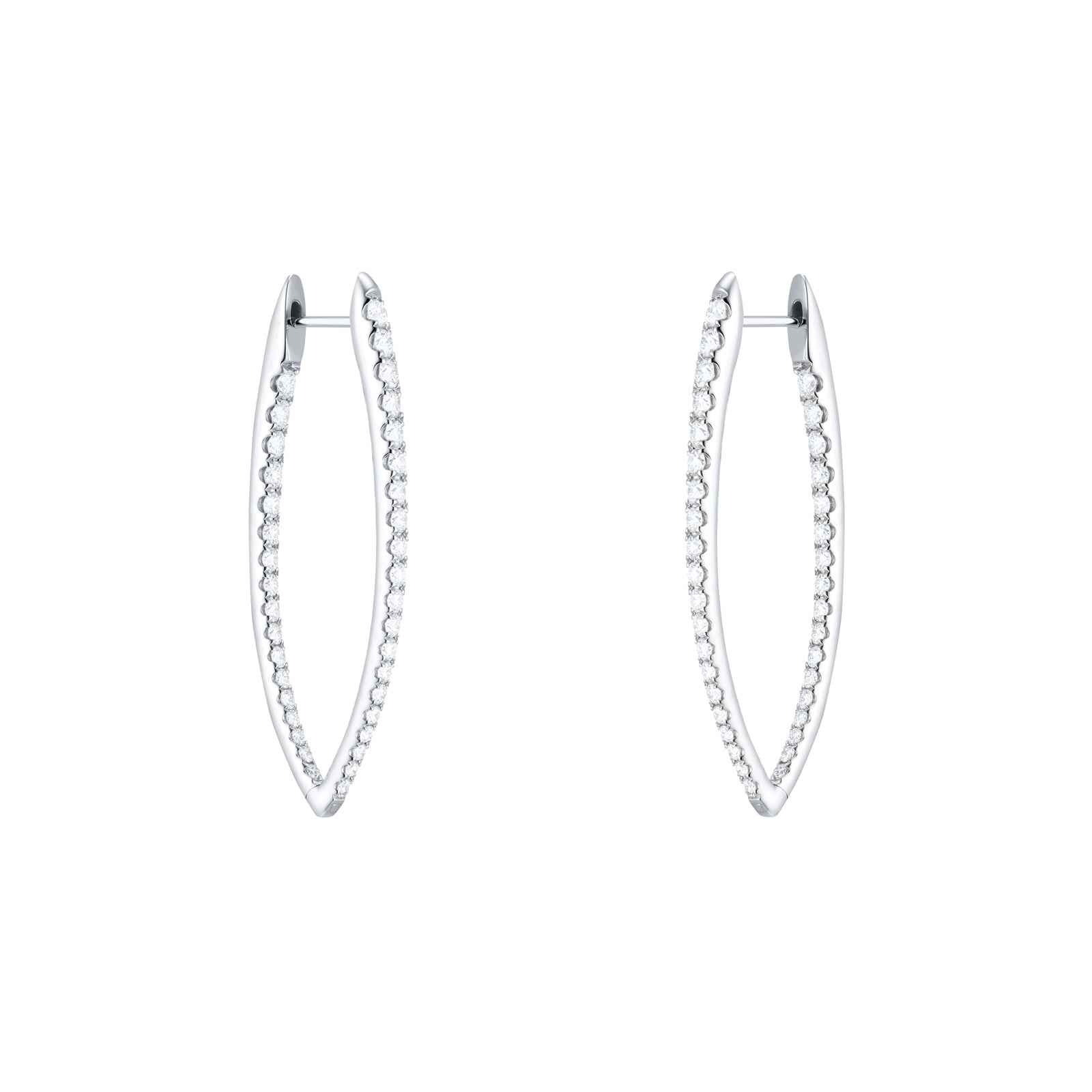 Mayors 18k White Gold 1.59cttw Diamond Imperial Hoop Earrings