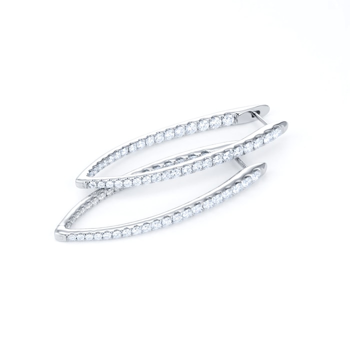 Mayors 18k White Gold 1.59cttw Diamond Imperial Hoop Earrings