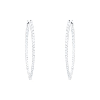 Mayors 18k White Gold 3.28cttw Diamond Imperial Hoop Earrings
