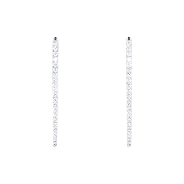 Mayors 18k White Gold 3.28cttw Diamond Imperial Hoop Earrings