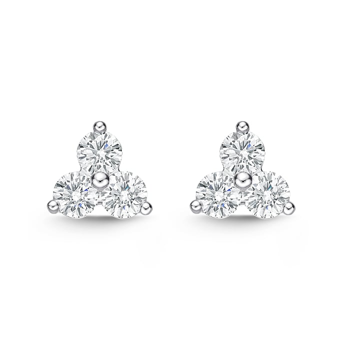 Mayors 18k White Gold 0.91cttw Diamond 3 Stone Fashion Earrings
