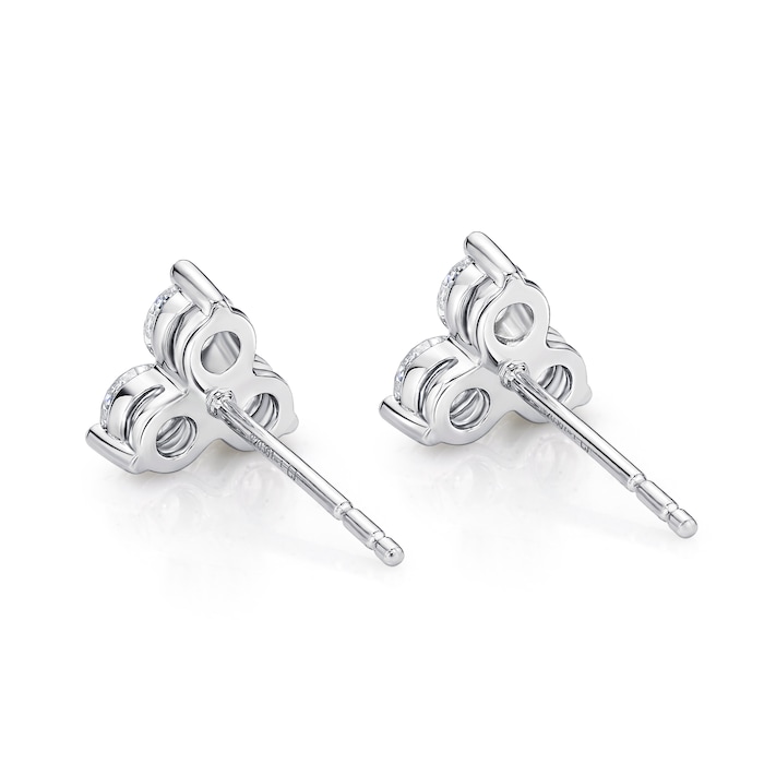 Mayors 18k White Gold 0.91cttw Diamond 3 Stone Fashion Earrings