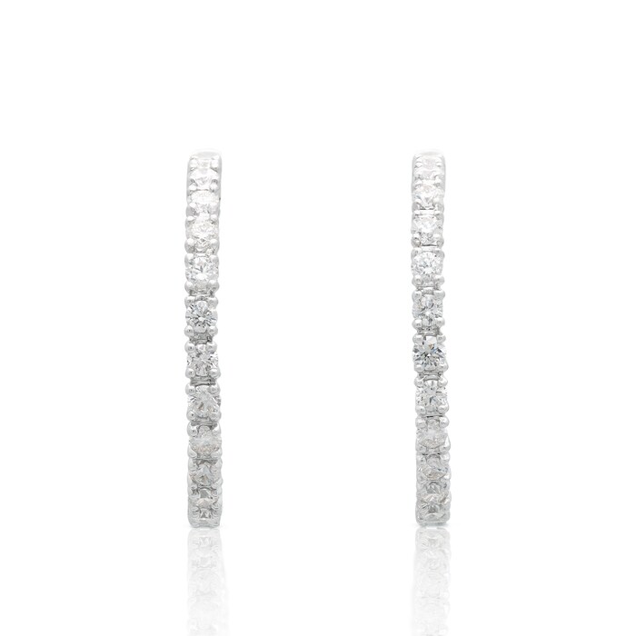 Mayors 18k White Gold 1.00cttw Diamond Hoop Earrings