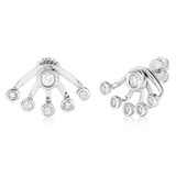 Mayors 18k White Gold 0.95cttw Diamond Bezel set Earrings