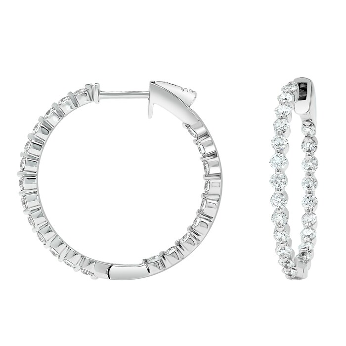 Mayors 18k White Gold 1.32cttw Diamond Hoop Earrings