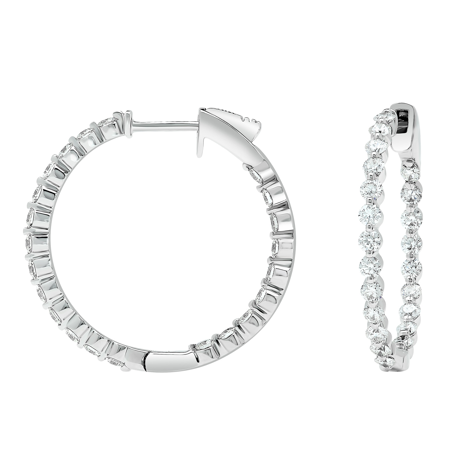 Mayors 18k White Gold 1.32cttw Diamond Hoop Earrings 3E6111ERW | Mayors