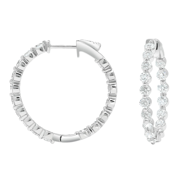 Mayors 18k White Gold 2.89cttw Diamond Hoop Earrings