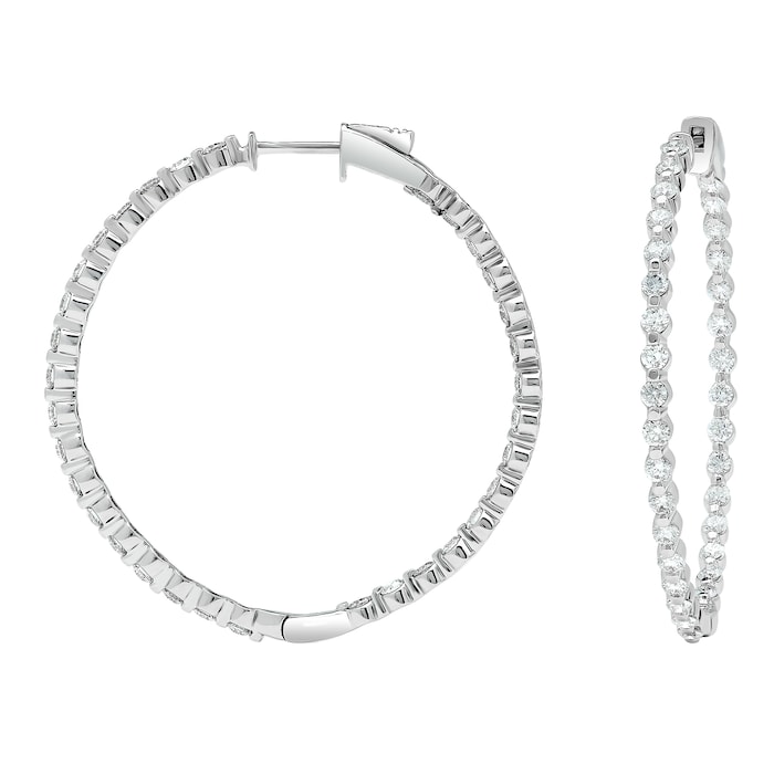 Mayors 18k White Gold 2.97cttw Diamond Hoop Earrings