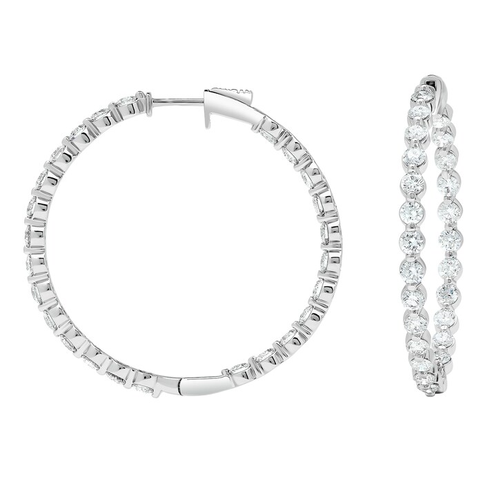 Mayors 18k White Gold 5.75cttw Diamond Hoop Earrings