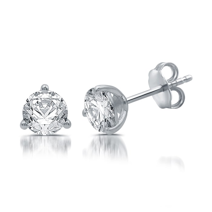 Mayors 18k White Gold 1.01cttw Diamond Solitaire Stud Earrings