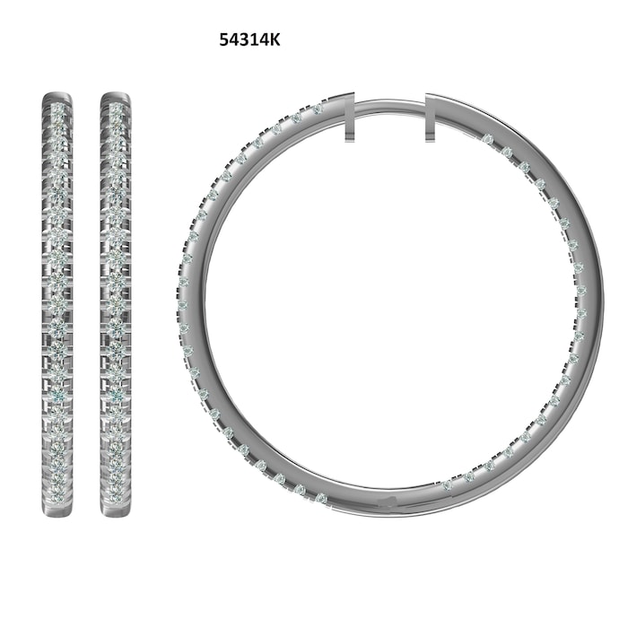 Mayors 18k White Gold 2.00cttw Diamond Hoop Earrings