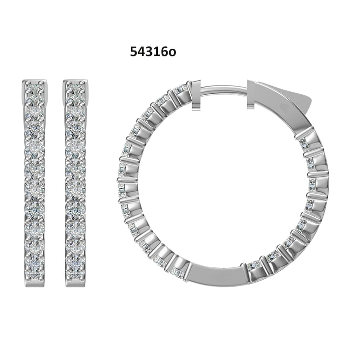 Mayors 18k White Gold 3.00cttw Diamond Hoop Earrings